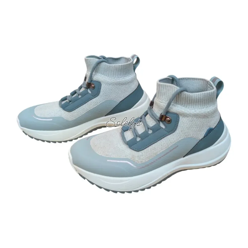 Vessi Stormburst High Top Womens 8 Light Dew Stream Waterproof Knit Sneaker Boot
